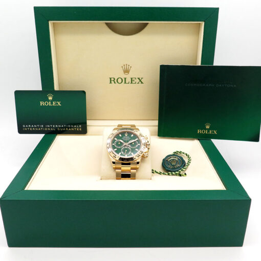 Alternative view of Rolex 116508 Cosmograph Daytona 18K Yellow Gold with Green Dial