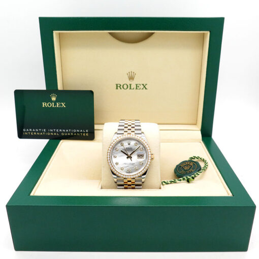 Alternative view of Rolex 126283RBR Datejust 18K/SS with Mother of Pearl Diamond Dial & Bezel on Jubilee