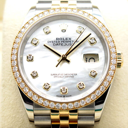Rolex 126283RBR Datejust 18K/SS with Mother of Pearl Diamond Dial & Bezel on Jubilee - Image 3