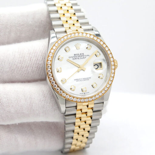 Rolex 126283RBR Datejust 18K/SS with Mother of Pearl Diamond Dial & Bezel on Jubilee