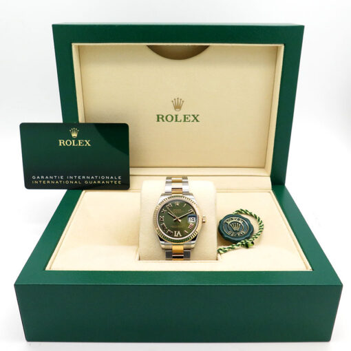 Alternative view of Rolex 278273 Datejust 18K/SS with Olive Green Roman Diamond "VI" Dial on Oyster