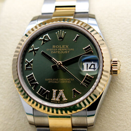Rolex 278273 Datejust 18K/SS with Olive Green Roman Diamond "VI" Dial on Oyster - Image 3