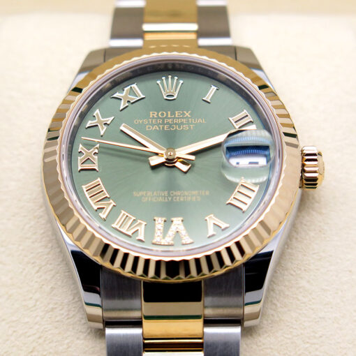 Rolex 278273 Datejust 18K/SS with Olive Green Roman Diamond "VI" Dial on Oyster - Image 4