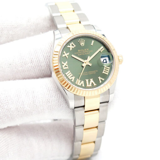 Rolex 278273 Datejust 18K/SS with Olive Green Roman Diamond "VI" Dial on Oyster