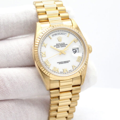 Rolex 18238 Day Date 18K Yellow Gold with White Roman Dial