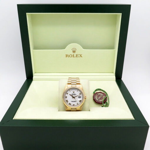 Alternative view of Rolex 18238 Day Date 18K Yellow Gold with White Roman Dial