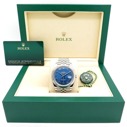 Alternative view of Rolex 126334 Datejust 41 with Blue Azzurro Dial on Jubilee