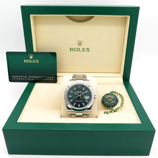 Alternative view of Rolex 126300 Datejust 41 with Mint Green Dial on Oyster