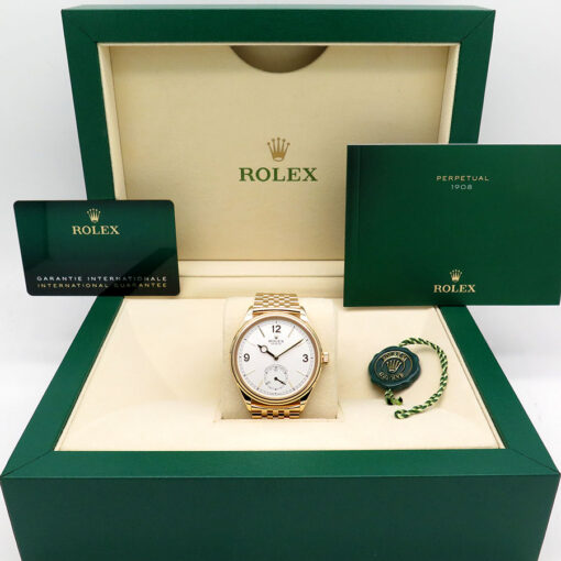 Alternative view of Rolex 52508 Perpetual 1908 with White Dial 18K Yellow Gold on Settimo Bracelet