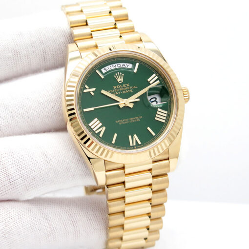 Rolex 228238 Day Date 40 18K Yellow Gold with Green Roman Dial
