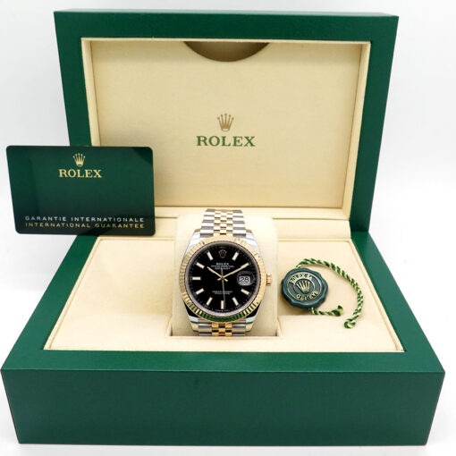 Alternative view of Rolex 126333 Datejust 41 18K/SS with Black Stick Dial on Jubilee
