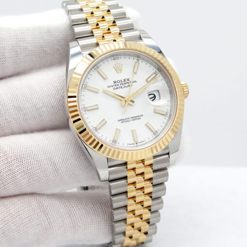 Rolex 126333 Datejust 41 18K/SS with White Stick Dial on Jubilee