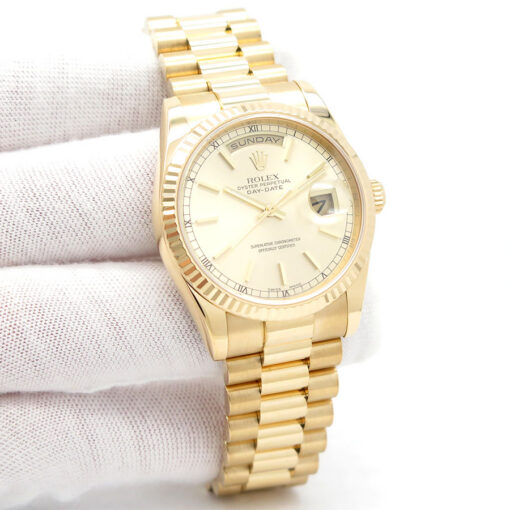 Rolex 118238 Day Date 18K Yellow Gold with Champagne Stick Dial