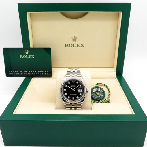 Alternative view of Rolex 126234 Datejust with Black Diamond Dial on Jubilee