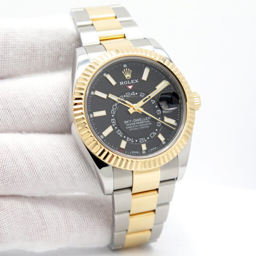 Rolex CPO 326933 Skydweller 18K/SS with Black Dial on Oyster
