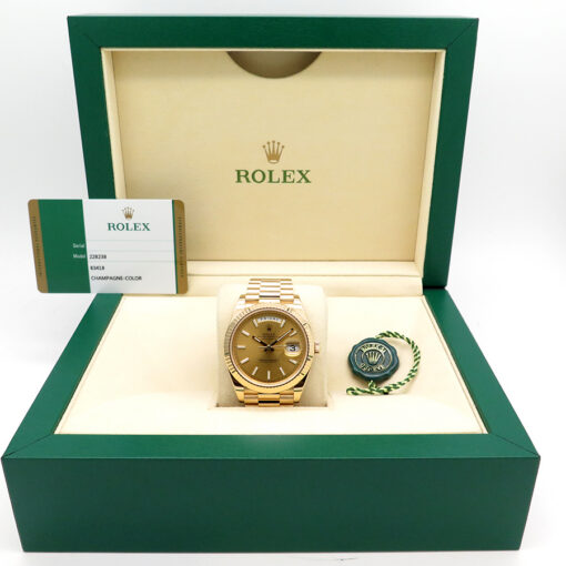 Alternative view of Rolex 228238 Day Date 40 18K Yellow Gold with Champagne Stick Dial