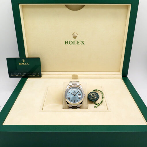 Alternative view of Rolex 228206 Day Date 40 Platinum with Ice Blue Silver Roman Dial