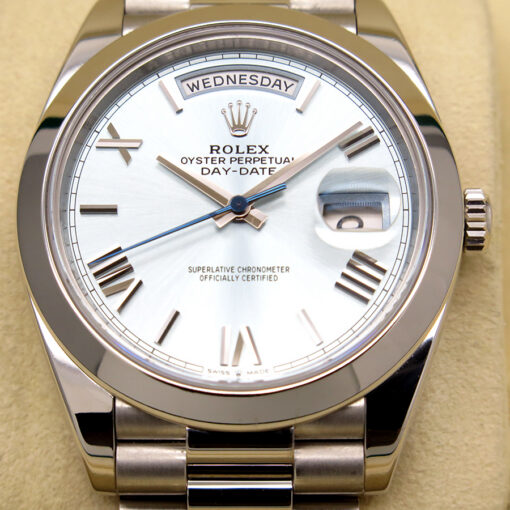 Rolex 228206 Day Date 40 Platinum with Ice Blue Silver Roman Dial - Image 3