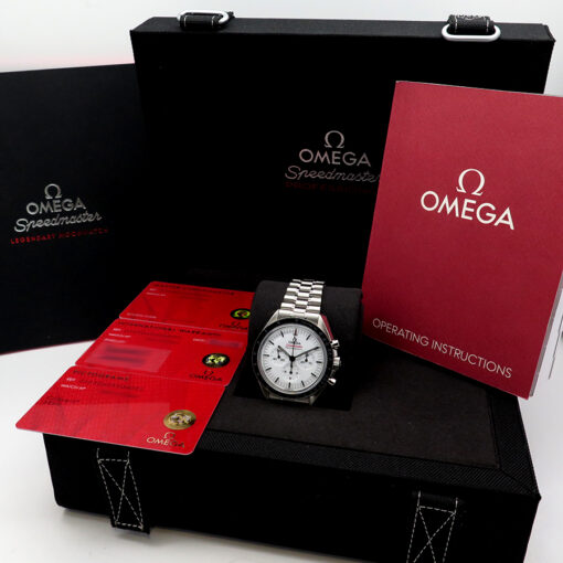 Alternative view of Omega Speedmaster Professional Moonwatch “Sapphire Sandwich” with White Dial