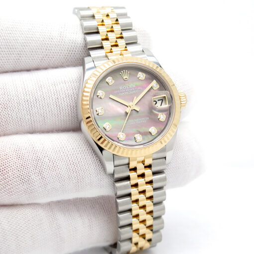 Rolex 278273 Datejust 18K/SS with Black Mother of Pearl Diamond Dial on Jubilee