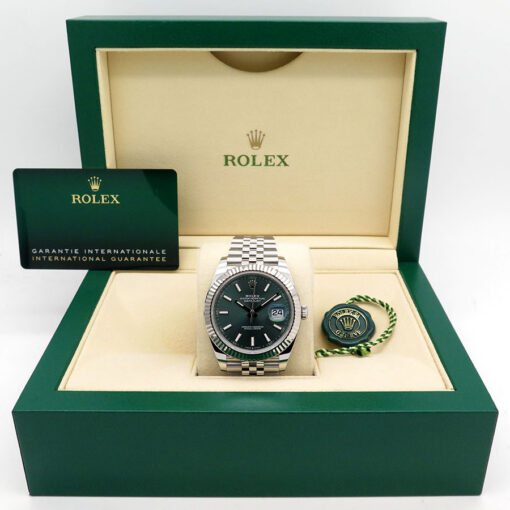 Alternative view of Rolex 126334 Datejust 41 with Mint Green Dial on Jubilee