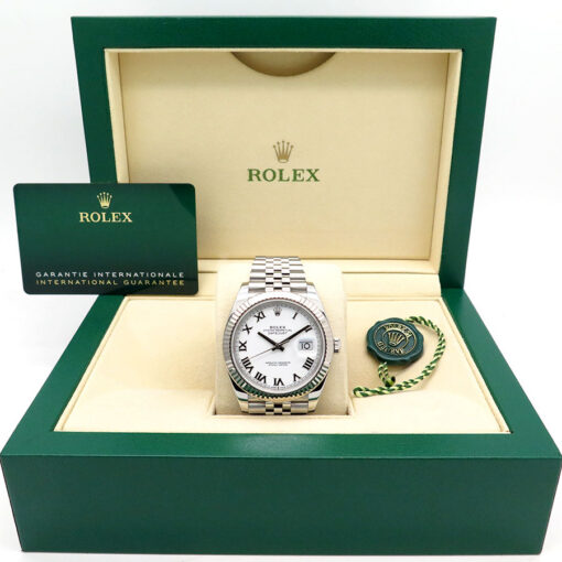 Alternative view of Rolex 126334 Datejust 41 with White Roman Dial on Jubilee