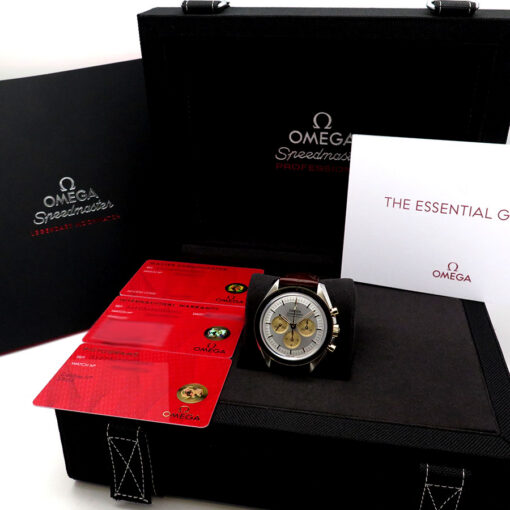 Alternative view of Omega Speedmaster Moonwatch 18K/SS with Silver Dial on Leather