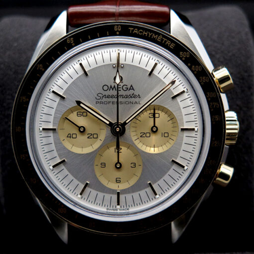 Omega Speedmaster Moonwatch 18K/SS with Silver Dial on Leather - Image 3
