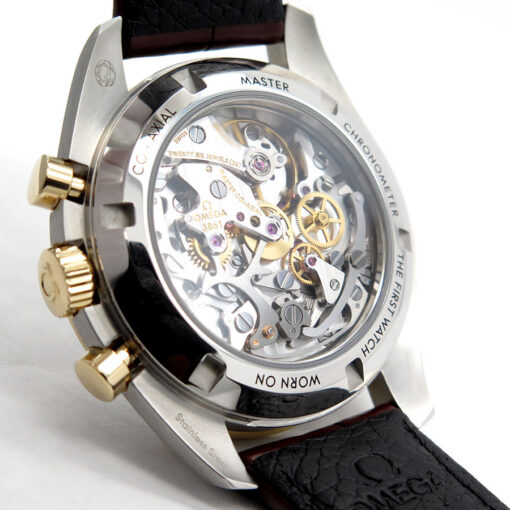 Omega Speedmaster Moonwatch 18K/SS with Silver Dial on Leather - Image 4