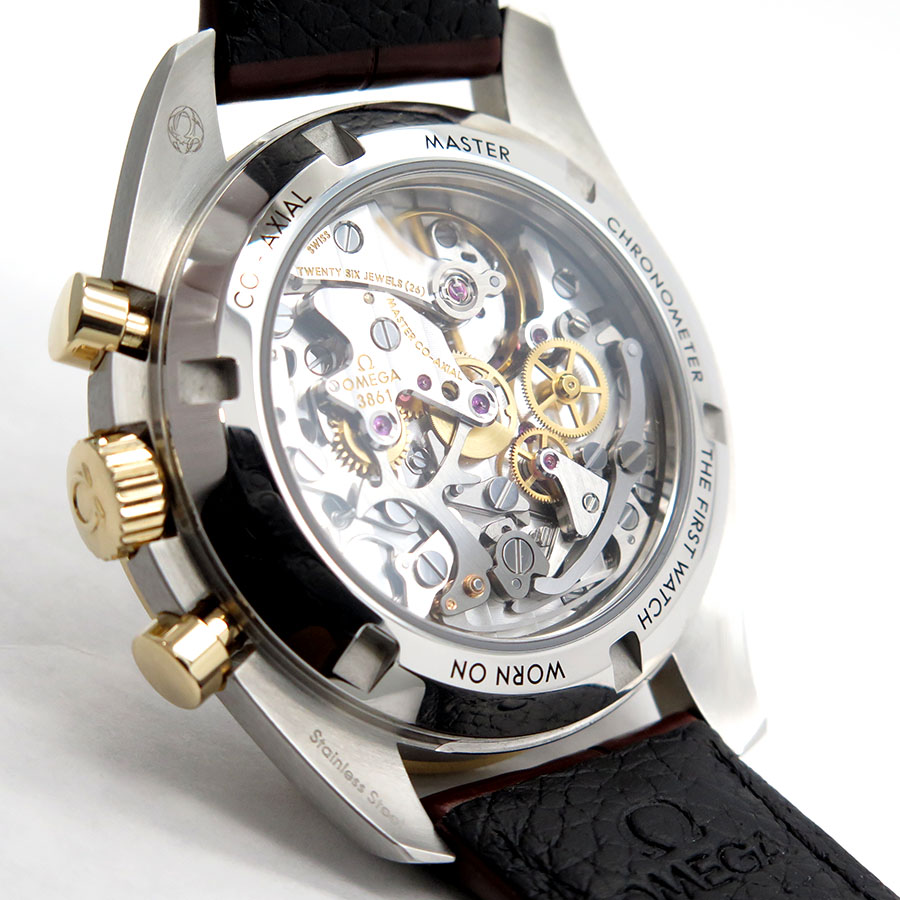 Omega Speedmaster Moonwatch 18K/SS with Silver Dial on Leather - Image 4