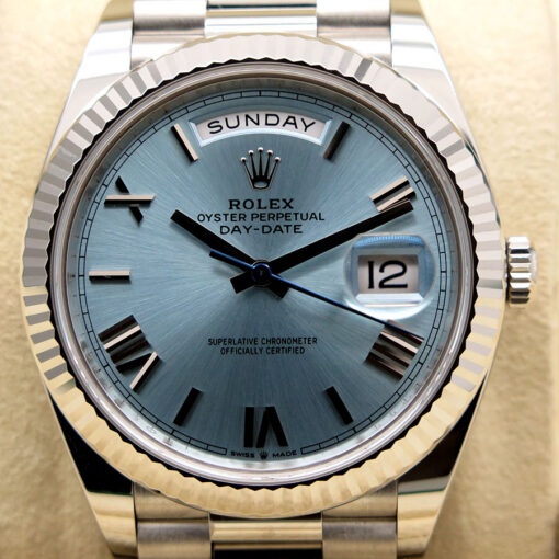 Rolex 228236 Day Date 40 Platinum with Ice Blue Stick Dial - Image 4