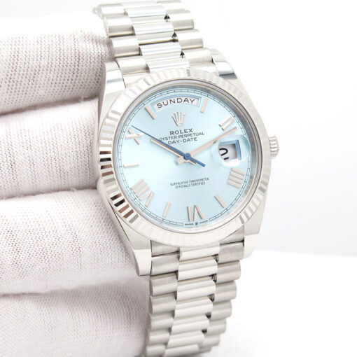 Rolex 228236 Day Date 40 Platinum with Ice Blue Stick Dial