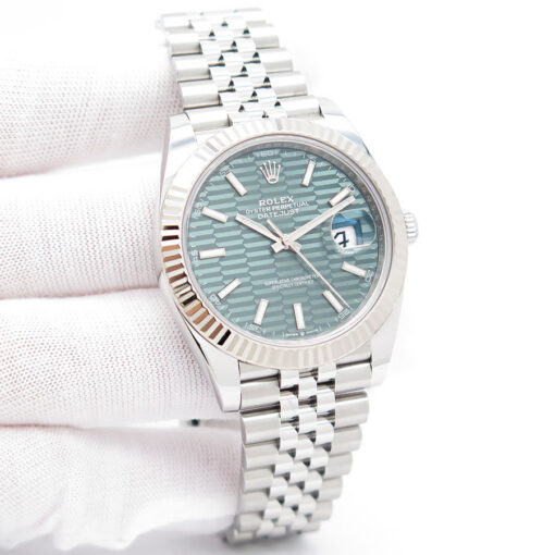 Rolex 126334 Datejust 41 with Mint Green Fluted Motif Dial on Jubilee