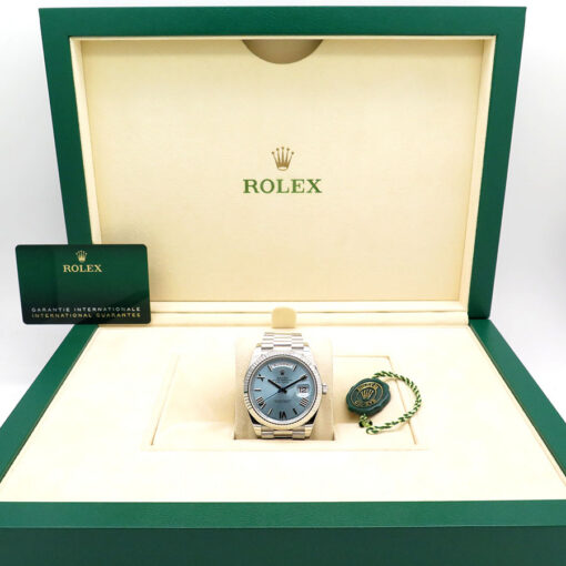 Alternative view of Rolex 228236 Day Date 40 Platinum with Ice Blue Stick Dial