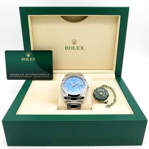 Alternative view of Rolex 126300 Datejust 41 with Blue Azzurro Dial on Oyster