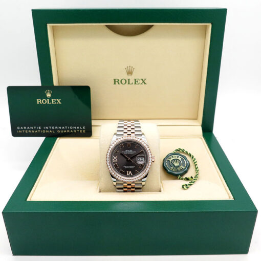 Alternative view of Rolex 126281RBR Datejust 18K/SS with Slate Roman Diamond VI & IX Dial Diamond Bezel on Jubilee