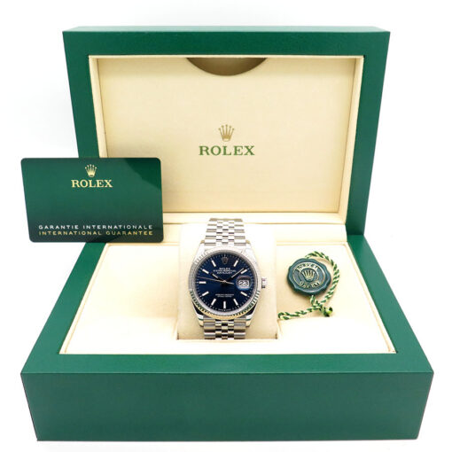 Alternative view of Rolex 126234 Datejust with Blue Stick Dial on Jubilee