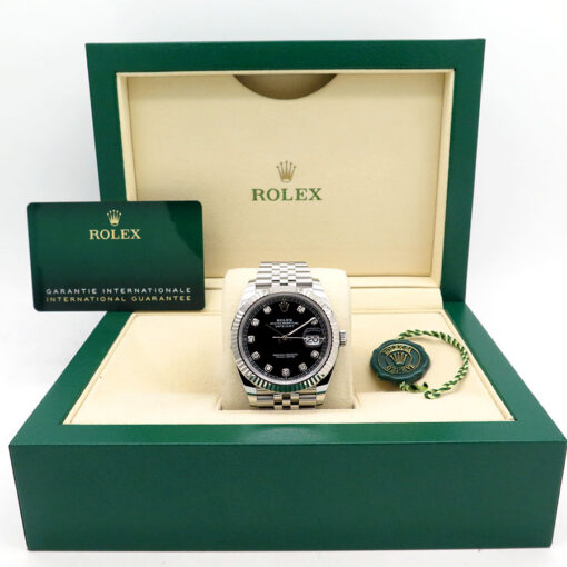 Alternative view of Rolex 126334 Datejust 41 with Black Diamond Dial on Jubilee