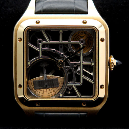 Cartier WHSA0043 Santos-Dumont Skeleton Micro-Rotor 18K Yellow Gold - Image 4