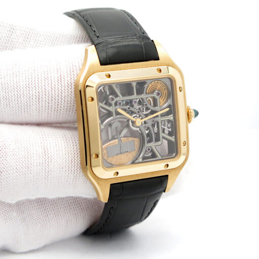Cartier WHSA0043 Santos-Dumont Skeleton Micro-Rotor 18K Yellow Gold