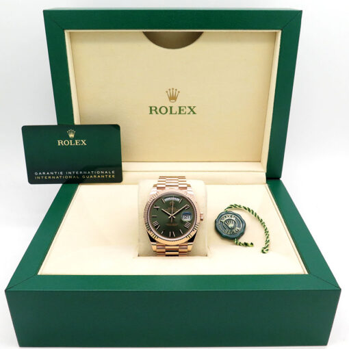 Alternative view of Rolex 228235 Day Date 40 18K Rose Gold with Olive Green Dial