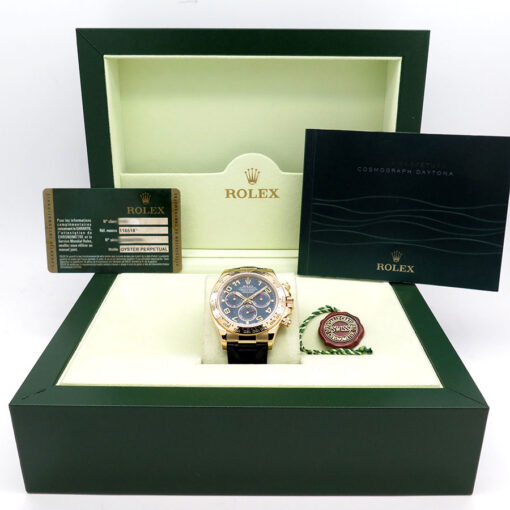Rolex 116518 Cosmograph Daytona 18K Yellow Gold with Blue Arabic Dial - Image 2