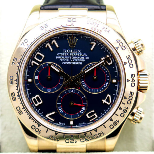 Rolex 116518 Cosmograph Daytona 18K Yellow Gold with Blue Arabic Dial - Image 4