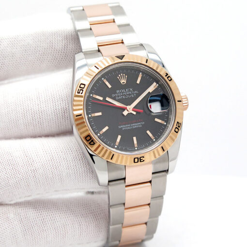 Rolex 116261 Datejust Turn-O-Graph 18K/SS with Black Dial on Oyster