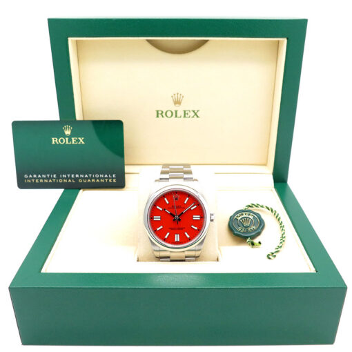 Rolex 124300 Oyster Perpetual 41 with Coral Red Dial - Image 2