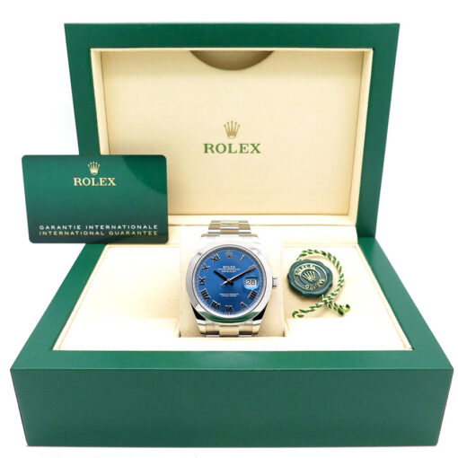 Alternative view of Rolex 126300 Datejust 41 with Blue Azzurro Dial on Oyster