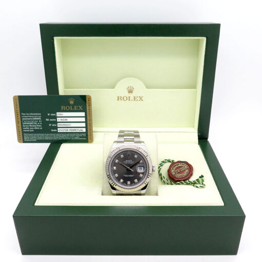 Alternative view of Rolex 116334 Datejust II with Dark Rhodium Diamond Dial on Oyster