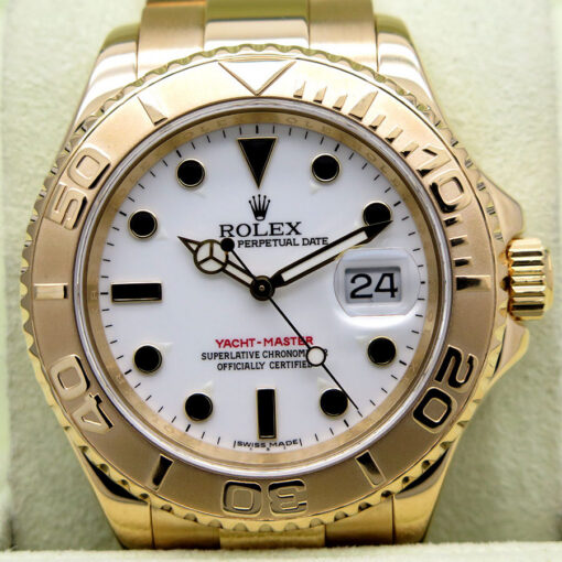 Rolex 16628 Yachtmaster 18K Yellow Gold with White Dial - Image 3