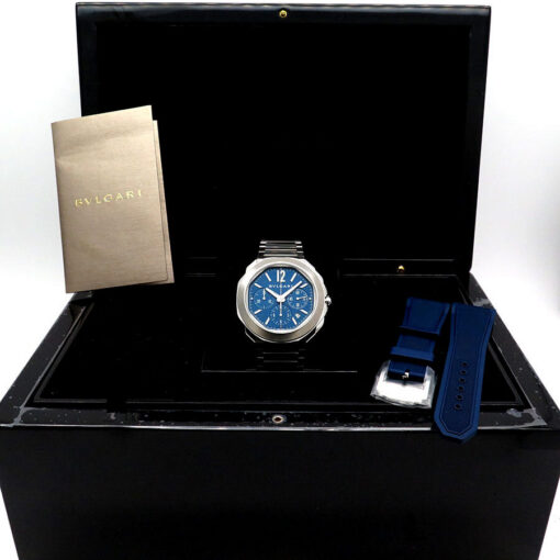 Alternative view of Bulgari 103829 Octo Roma Chronograph with Blue Dial