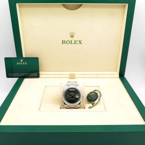 Alternative view of Rolex 228236 Day Date 40 Platinum with Olive Green Eastern Arabic Dial